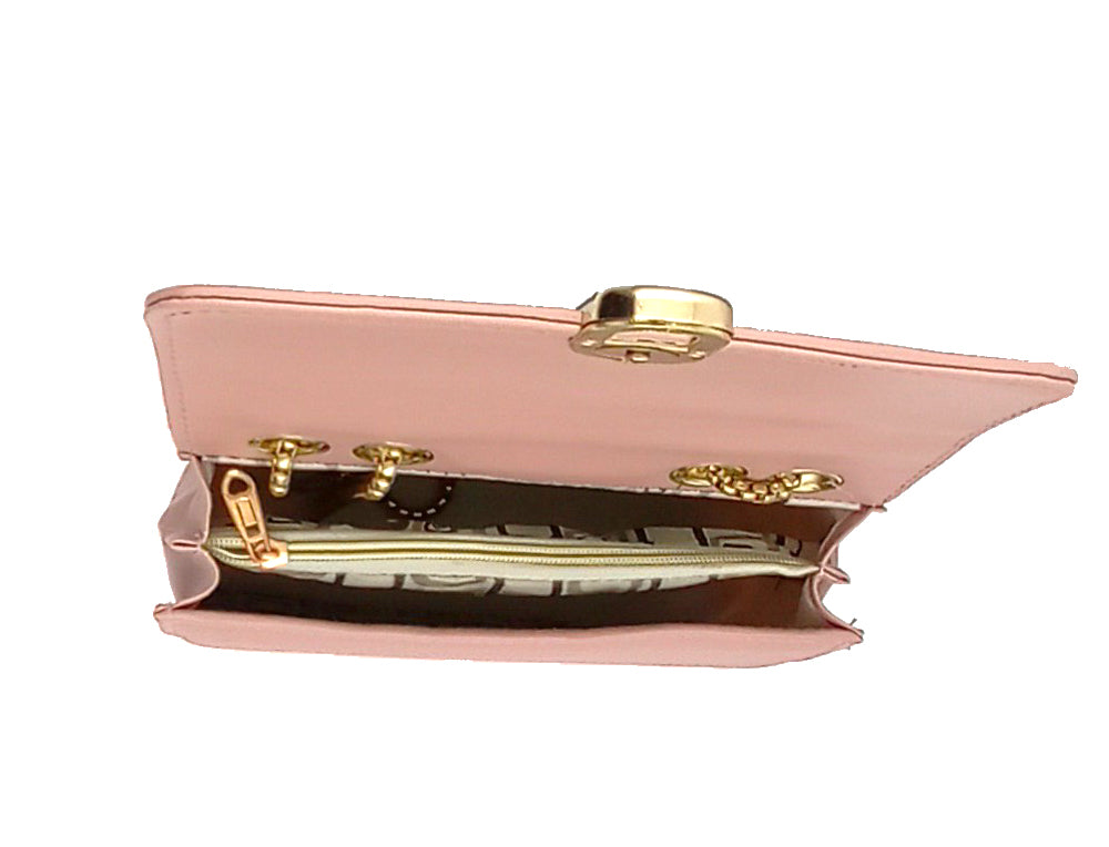 Peach Color Sling Bag with golden chain strap