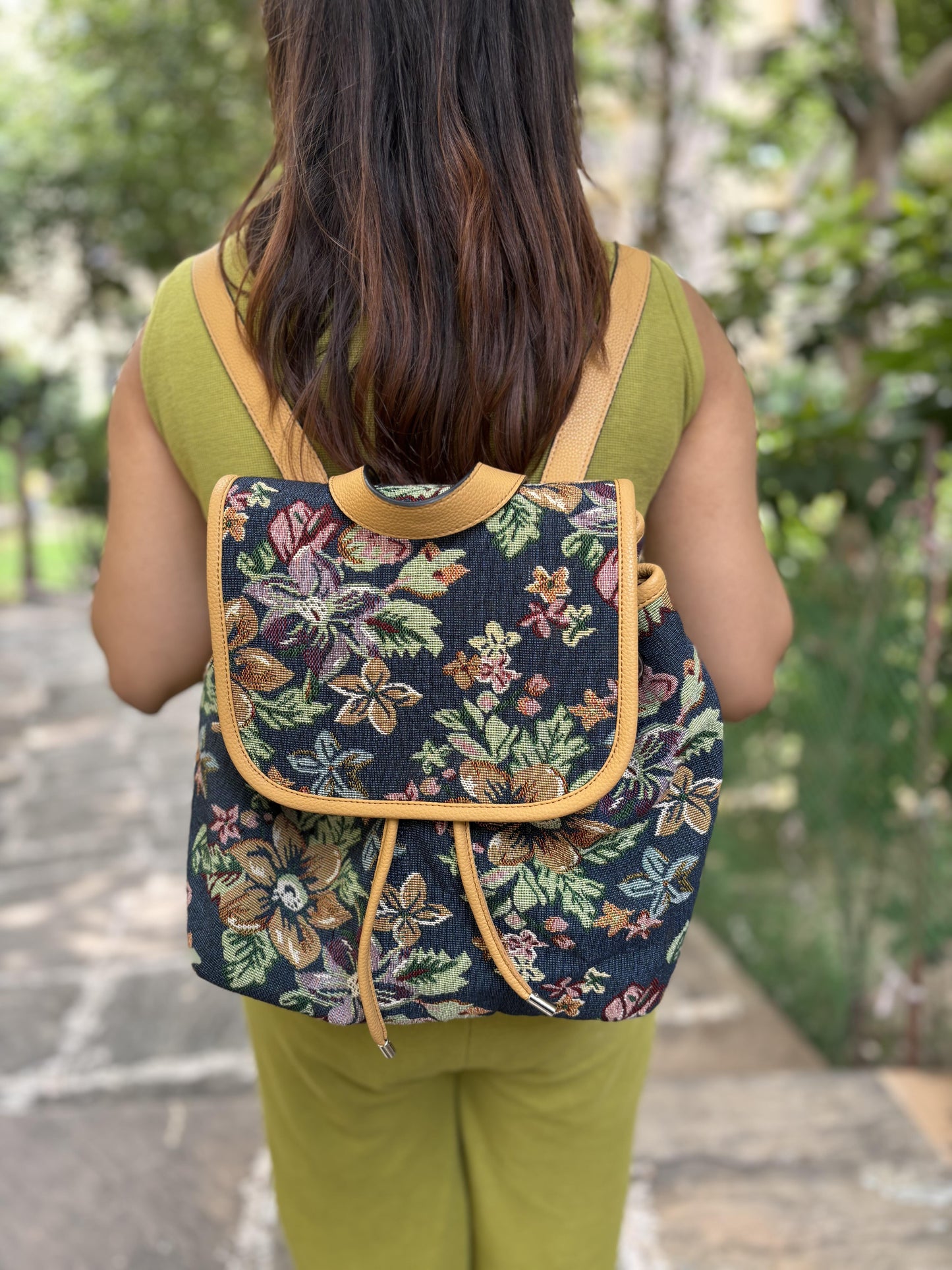 Pushp Floral Jacquard Backpack