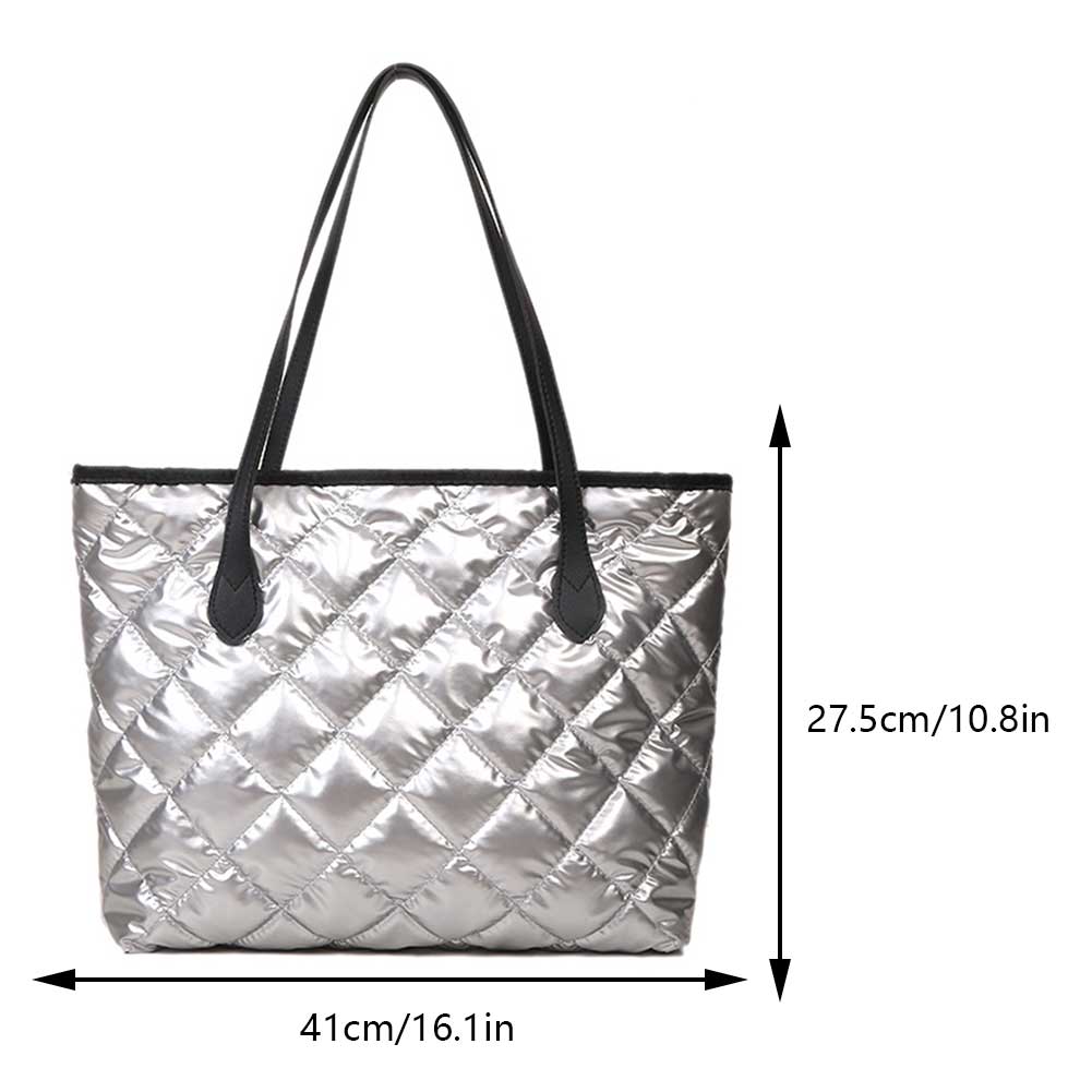 Women Quilted Tote Handbag Puffy Shoulder Bag Winter Hobo Bag