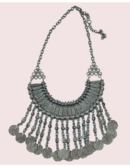 Silver Metal Tribal Coined necklace (SW-D-03)