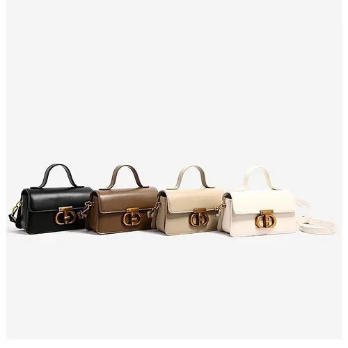 Sleek Mini Handbag with Gold Accent Buckle