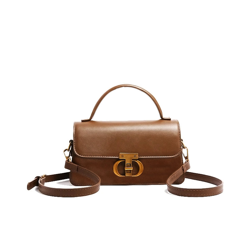 Sleek Mini Handbag with Gold Accent Buckle