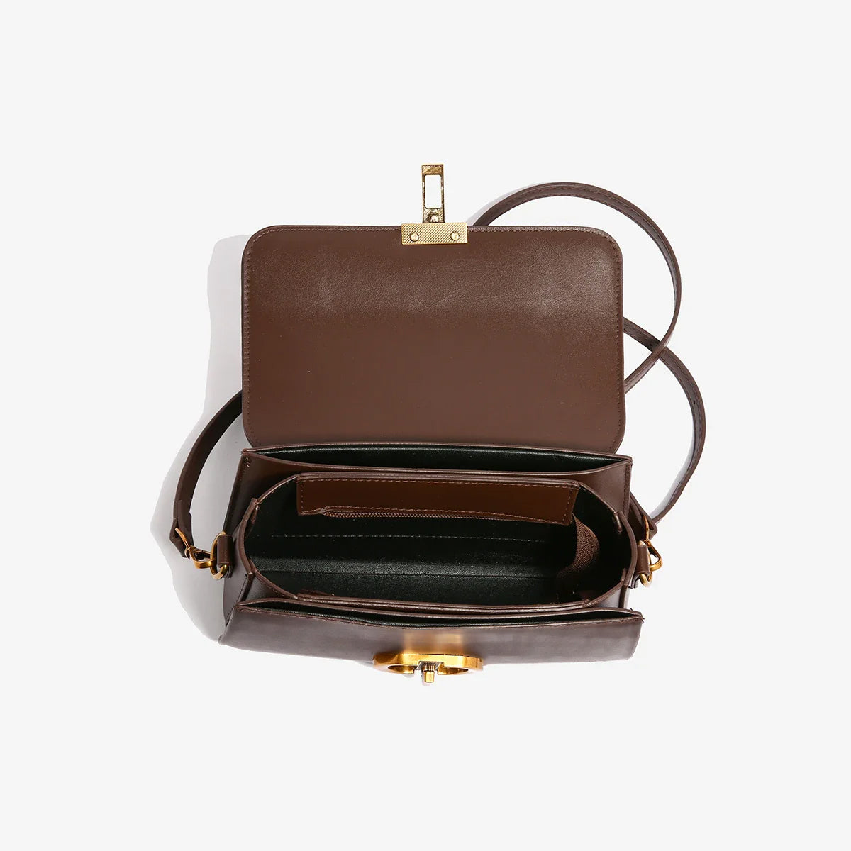 Sleek Mini Handbag with Gold Accent Buckle