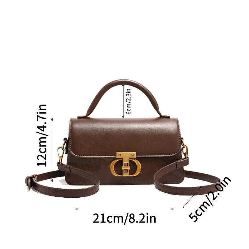 Sleek Mini Handbag with Gold Accent Buckle