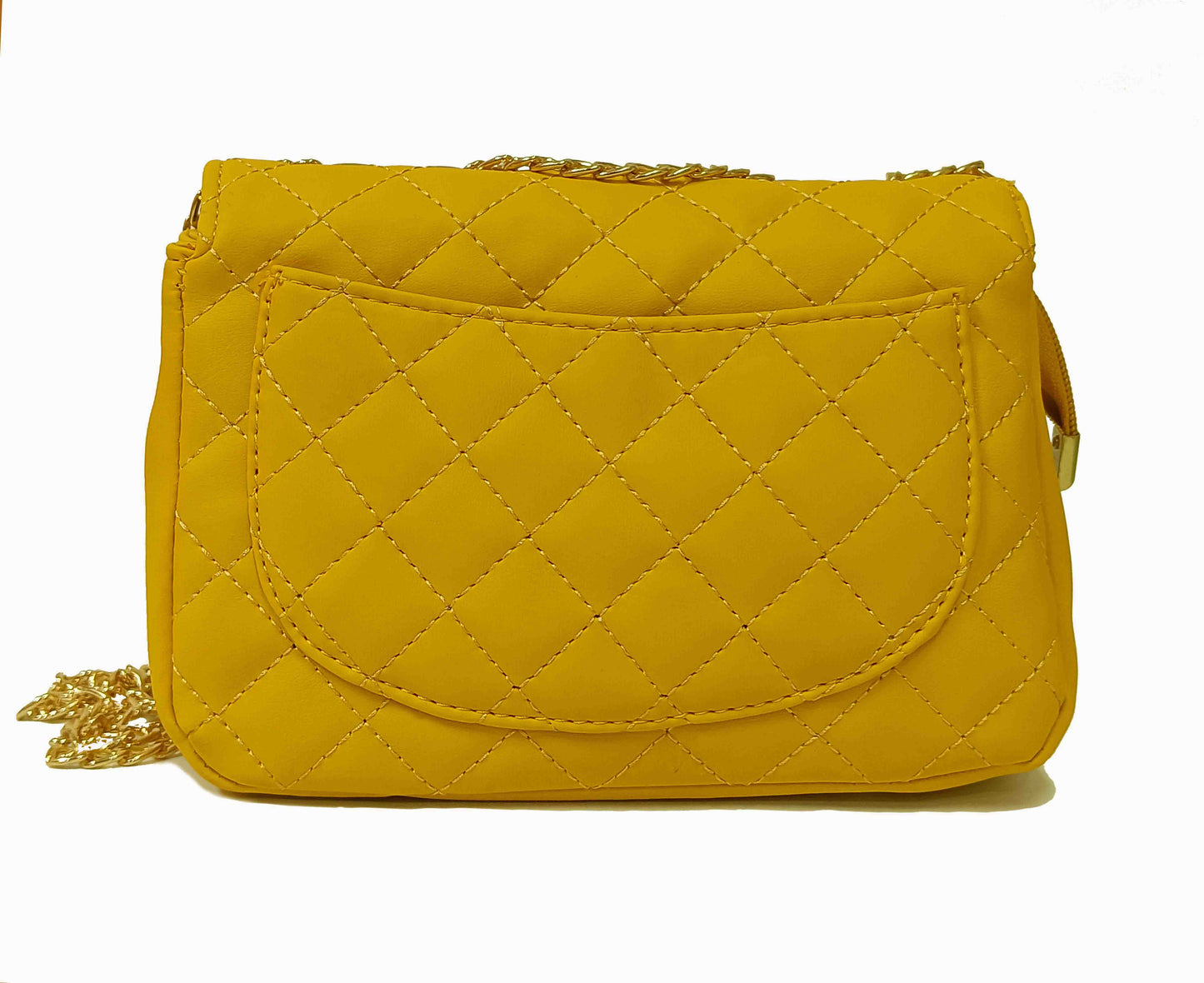 Trendy Quilted sling bag with metal chain strap & twisted lock