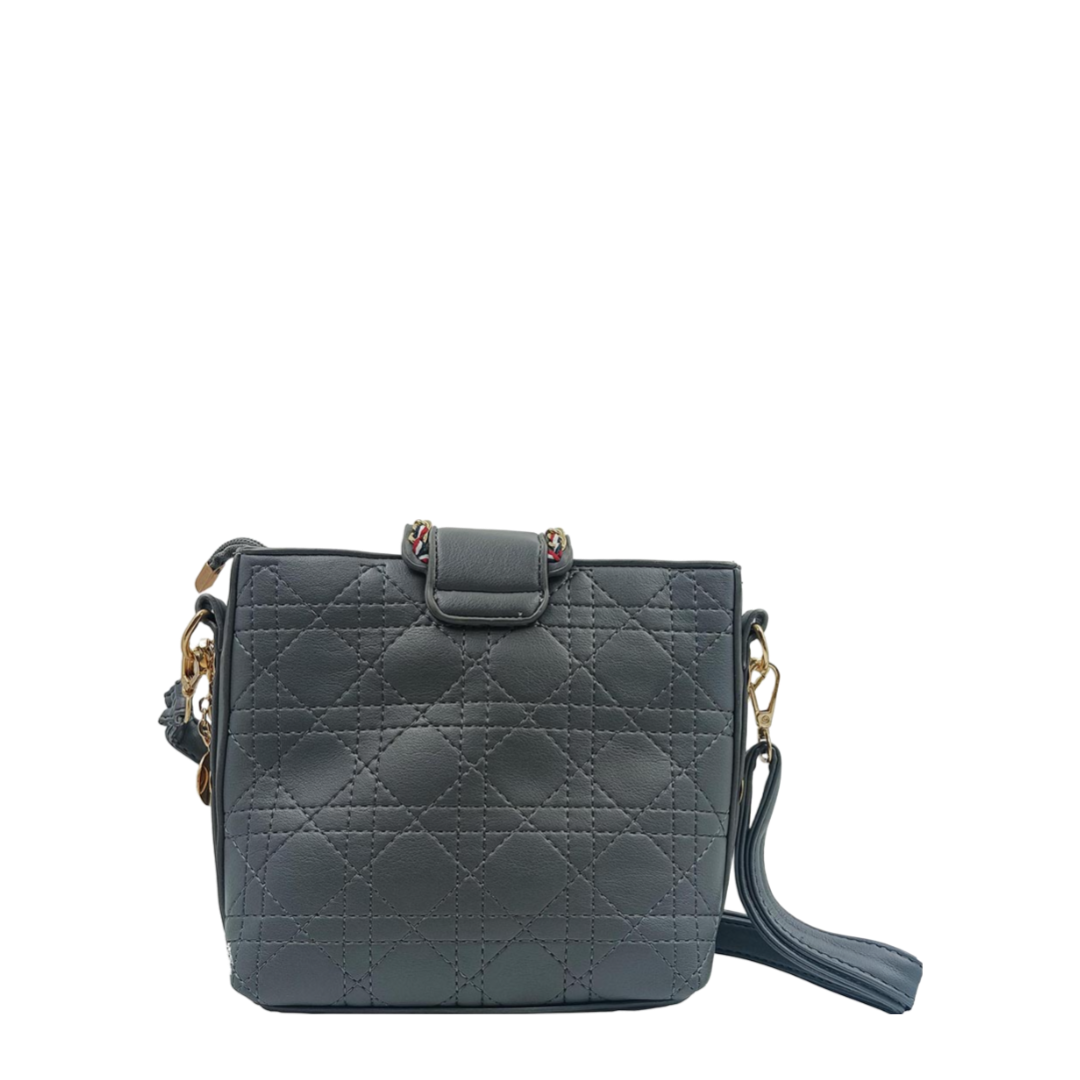 Stitch pattern Bucket shape sling Bag in Grey color