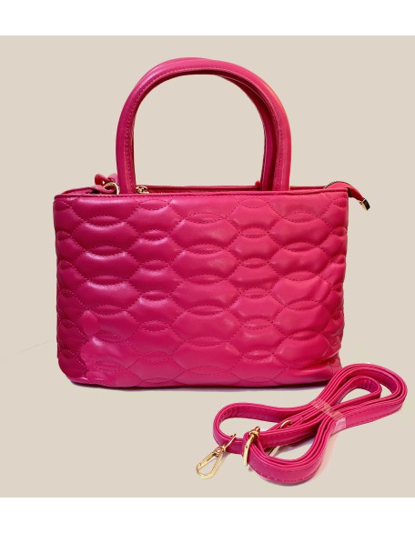 Quilted medium size handbag in pink (SW-FF-11)