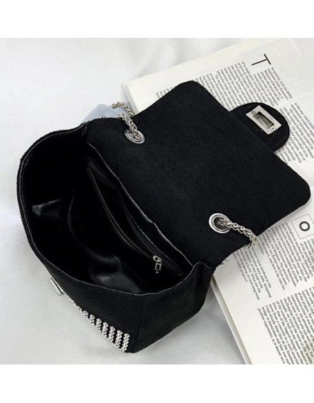 Embellish sling bag in black color for women