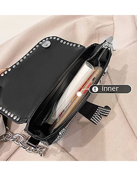 Embellish sling bag in silver color for women