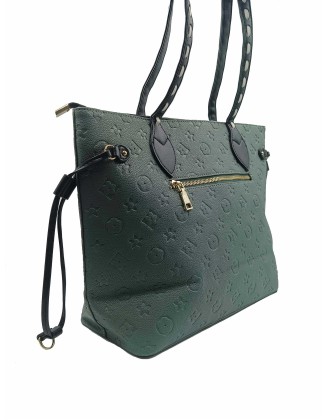 Tote bag in greenish Grey color with a zipper closer (SW-AI-31)