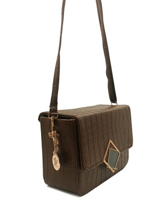 CROCO STYLE SLING  BAG IN BROWN COLOR (SW-AI-41)