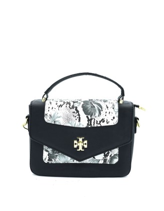Latest & Stylish Fashion FLOWER  PRINT WITH FAUX LEATHER  SLINING BAG WITH DETACHABLE STRAP