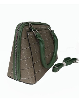 women green checked structured satchel hand bag  (SW-BJ-14)
