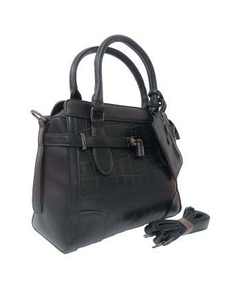 croco style satchel bag in black color (SW-BJ-34)