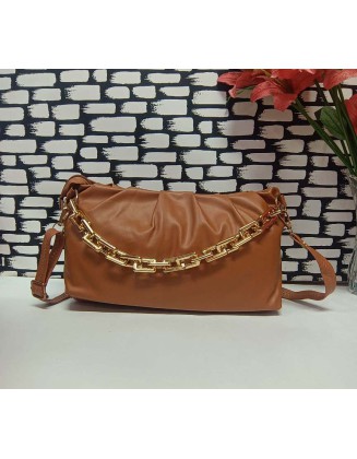 Latest & Stylish Fashion Tan color Sling Bag For Ladies Shoulder Cloud Hand - Held Bag With Chain for Girls Women With Detachable Strap