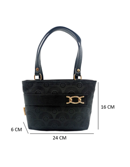 Debossed Small Handbag In Black Color For Women's 