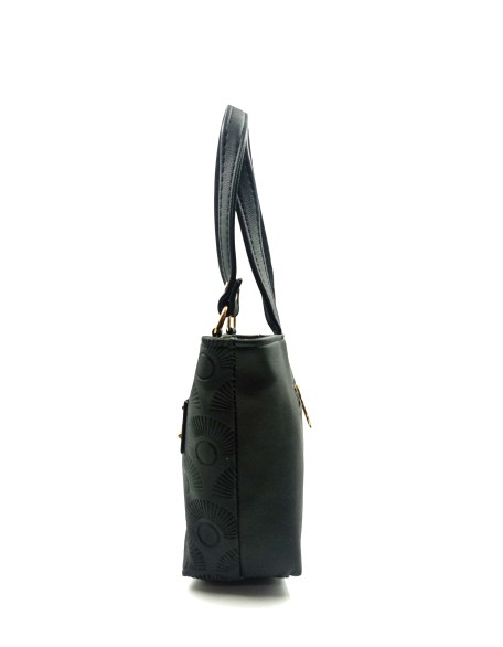 Debossed Small Handbag In Black Color For Women's 