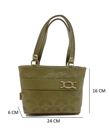 Debossed Small Handbag In Khaki Color For Women's 