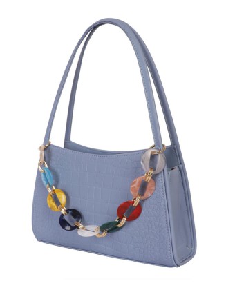 Latest & Stylish Fashion croco  print  sky blue color Sling Bag for women