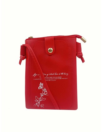 RED COLOR MOBILE SLING BAG FOR WOMEN