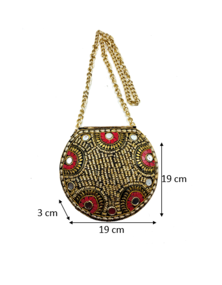METAL RED COLOR ETHNIC CLUTCH FOR WOMEN'S