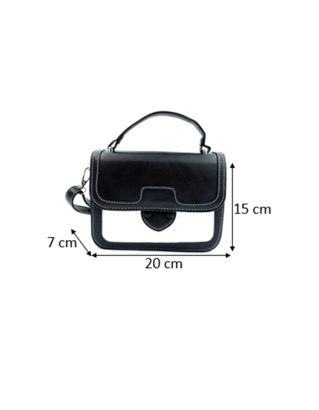 Latest & Stylish Fashion CONTRAST BAG IN FAUX LEATHER  SLINING BAG  in black color for Girls Women With Detachable Strap