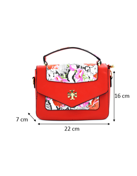 Latest & Stylish Fashion FLOWER  PRINT WITH FAUX LEATHER  SLINING BAG WITH DETACHABLE STRAP