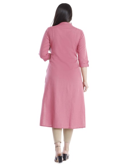 Women's cotton khadi kurti - pink (SW-KC-16)