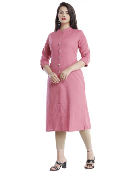 Women's cotton khadi kurti - pink (SW-KC-16)