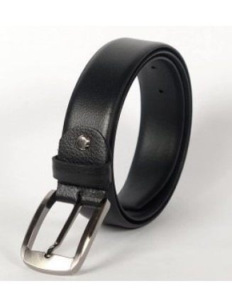Muffler Men's Leather Belt(Free Size) (Black)